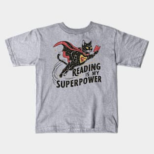 Reading is my Superpower | Cat | Book | Superhero Kids T-Shirt